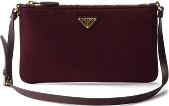 Prada small triangle-logo shoulder bag - women - Recycled Nylon - OS - Red