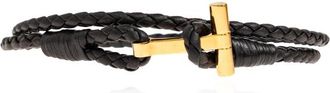 Tom Ford Gevlochten Leren T Armband - Heren - Armbanden - Bruin - M - Leer - Accessoires