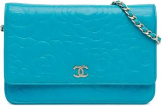 Chanel Pre-owned Cross Body Bags, female, Blue, Size: ONE SIZE Pre-owned Leather crossbody-bags