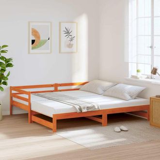 vidaXL Sof&aacute; Cama Nido Madera Maciza De Pino Marr&oacute;n Cera 90x200 Cm Vidaxl