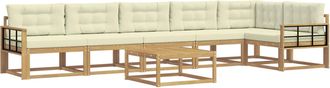 vidaXL Conjunto De Sof&aacute;s De Exterior 7 Uds. Blanco Y Crema Poli&eacute;ster Vidaxl