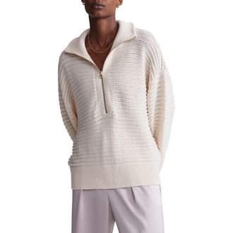 Varley Tara Pointelle Half Zip Sweater in Whitecap Grey at Nordstrom Rack, Size Large