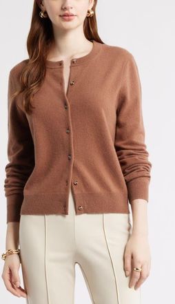 Nordstrom Cashmere Button-up Cardigan in Brown Clove at Nordstrom, Size Xx-Large