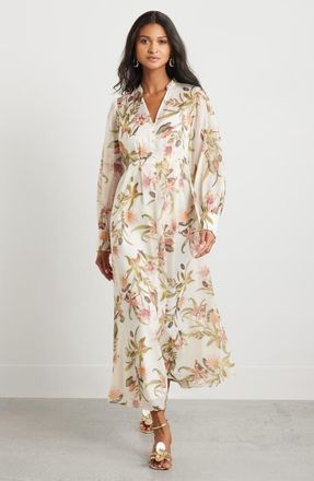 Chelsea28 Floral Long Sleeve Maxi Dress in Ivory- Pink Bohem Botanical at Nordstrom, Size X-Small