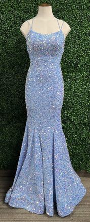 Sherri Hill Sequin Prom Gown In Light Blue