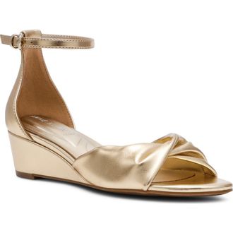 Anne Klein Whitby Ankle Strap Slide Sandal in Gold at Nordstrom, Size 6.5