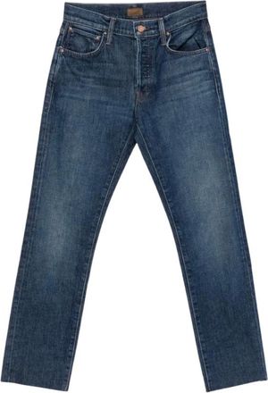 Mother The Mid Rise Hiker Hover Fray - Dames - Jeans - Blauw - Maat: W28 Katoen