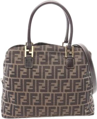 Fendi Pre-owned Vintage Canvas Handbag - Dames - Vintage Handtas - Bruin - ONE Size - Leer - Vintage