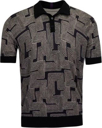 Lords of Harlech Inter Twine Mens Merino Silk Cashmere Polo in Inter Twine Black at Nordstrom, Size Xx-Large
