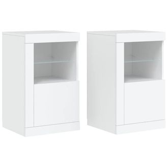 Berkfield Home Side Cabinets with LED Lights 2 pcs White Engineered Wood