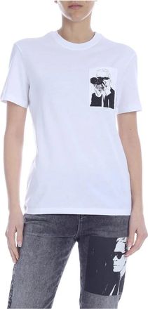 Karl Lagerfeld Legend Pocket T-Shirt - Dames - T-shirts - Wit - M - Katoen - Tops
