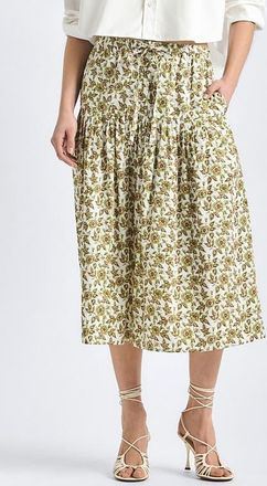 Derek Lam Beau Floral Midi Skirt in Green/Pink Floral at Nordstrom, Size 00