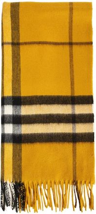 Burberry Winter Scarves, unisex, Beige, ONE SIZE, Check Cashmere Scarf with Fringed Ends