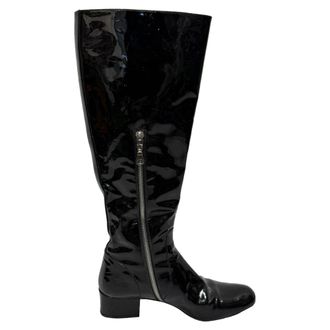 Saint Laurent Pre-owned Womens Babies 40 Knee High Boots in Black Patent Leather - Size EU 37