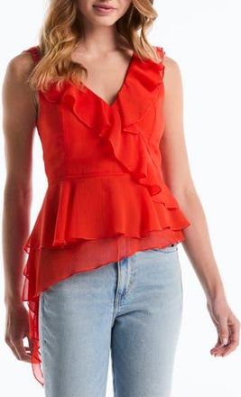 Shelli Segal Asymmetric Ruffle Top in Grenadine at Nordstrom Rack, Size X-Large