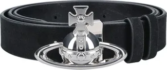 Vivienne Westwood Polished Finish Black Belt With Classic Buckle Closure
