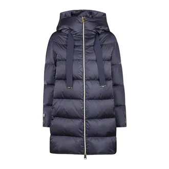 Herno Jassen, Dames, Blauw, XL, Polyester, Capuchon Raso A-lijn Jurk