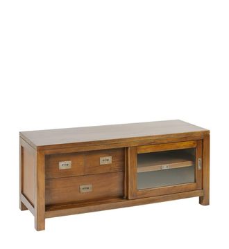 Moycor Mueble tv con 1 puerta 3 cajones de madera marr&oacute;n anch. 115 cm
