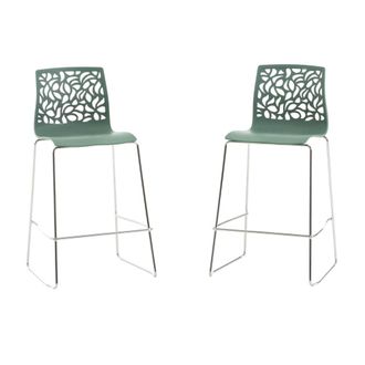 Siediti Fuori e Dentro Pareja de taburetes de cocina de resina con fibra de vidrio salvia