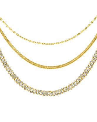 Adornia Adornia 14K Plated Curb Chain Necklace Set