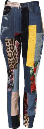 Dolce & Gabbana Patchwork Skinny Denim Jeans - Dames - Skinny Jeans - Veelkleurig - M - Denim - Jeans