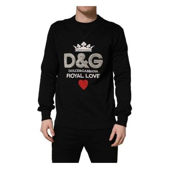Dolce & Gabbana Sweatshirts, male, Black, Size: S Royal Love Sweatshirt