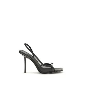 Le Silla Black Calf Leather Bos Taurus Stiletto Heel Womens Sandals