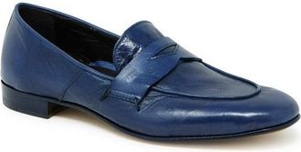 Mara Bini Blue Leather Flat Loafers