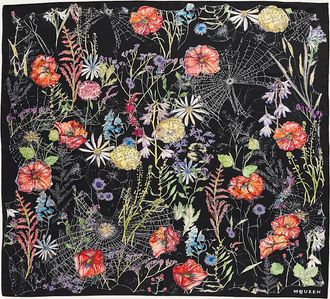 Alexander McQueen Spider Floral Silk Twill Scarf