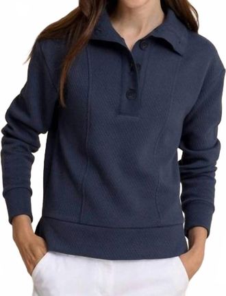 Southern Tide Tonya Button Mock Pullover In Dress Blue