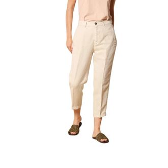 Mason's Cropped Trousers, female, Beige, XS, Summer Chino Jogger Trousers in Off-White
