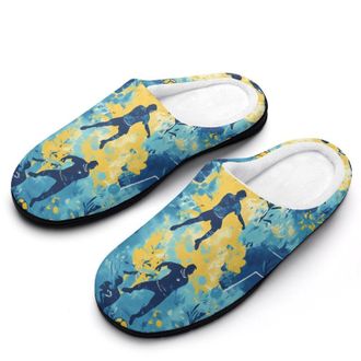 Generic Camouflage Soccer Players Balls Mens Slippers Slip On Comfortable Fleece Cotton House Shoes Winter