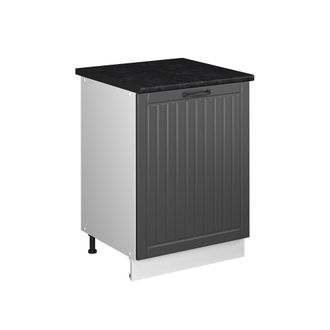 Vicco Mueble Bajo De Cocina Fame-line, Gris Oscuro/blanco, 60 Cm 1 Puerta Con Encimera, Vicco