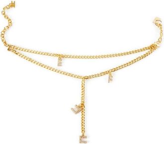 Elisabetta Franchi Accessoires, Dames, Geel, ONE Size, Dubbele ketting enkelbandje