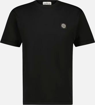 Stone Island Mens Stone Island Logo Patch Black T-Shirt - Cream - Size: 38
