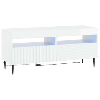 vidaXL Mueble De Tv Led Blanco Brillante Madera De Ingenier&iacute;a Vidaxl