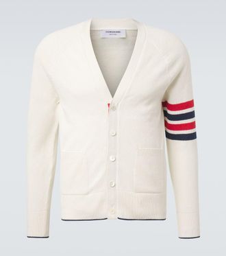 Thom Browne 4-Bar linen and cotton cardigan