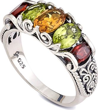 Samuel B. Sterling Silver Citrine, Peridot & Garnet Crown Ring in Multi at Nordstrom Rack, Size 6 Us