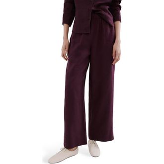 Mango Straight Leg Linen Blend Pants in Plum at Nordstrom, Size X-Small