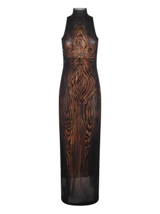 Jean Paul Gaultier Wood Grain Print Maxi Dress