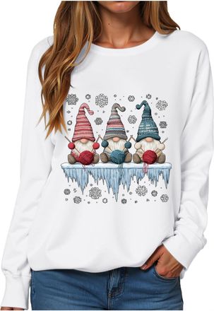 Generic Womens Sweatshirt Christmas Printed autumn and winter casual pullover top womens Sweatshirts tops round neck printed long sleeved Sweatshirts tops loo