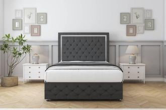 Comfort Beds Sofia Chrome Dumfries Divan Set 4 Drawers-26 Headboard-Footboard in Dark Grey | Size: Small Double