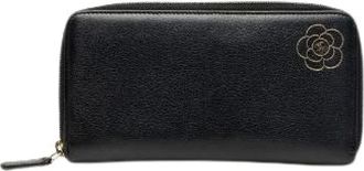 Chanel Pre-owned Camellia Leather Long Zipped Wallet - - Pre-owned - Donna - Nero - ONE SIZE