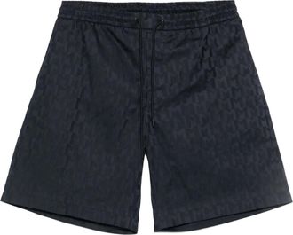 Moncler Shorts con monogramma jacquard - Blu