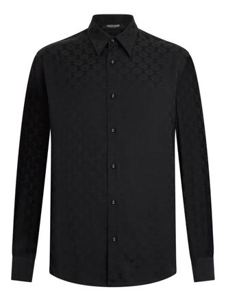 Roberto Cavalli monogram-pattern long-sleeve shirt - men - Silk - 48 - Black