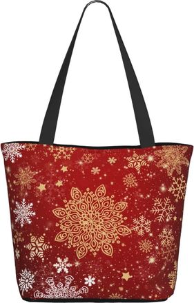 AOOEDM Red Gold Snowflakes Ladies Shopping Bag 13x11x7in.The Perfect ValentineS Day Gift.It Is The Best ValentineS Day Gift For Mom, Daughter, Wife,Etc