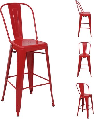 Hhg Hhg - Nunca Usado] Juego De 4 Taburetes De Bar 866, Taburete De Bar Taburete De Bar Con Respaldo, Metal Dise&ntilde;o Industrial, Rojo