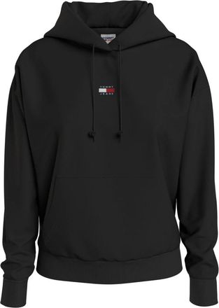 Tommy Hilfiger Logo Zwart Katoenen T-shirt - Dames - Hoodies - Zwart - M - Katoen - Hoodies & sweatvesten