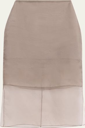 Brandon Maxwell Brett Layered Silk Organza Midi Pencil Skirt