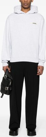 Jacquemus Mens The Gros Grain Hoodie in Grey Cotton - Size X-Large